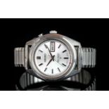 GENTLEMENS SEIKO BELL MATIC AUTOMATIC WRISTWATCH, circular silver dial with black hour markers and