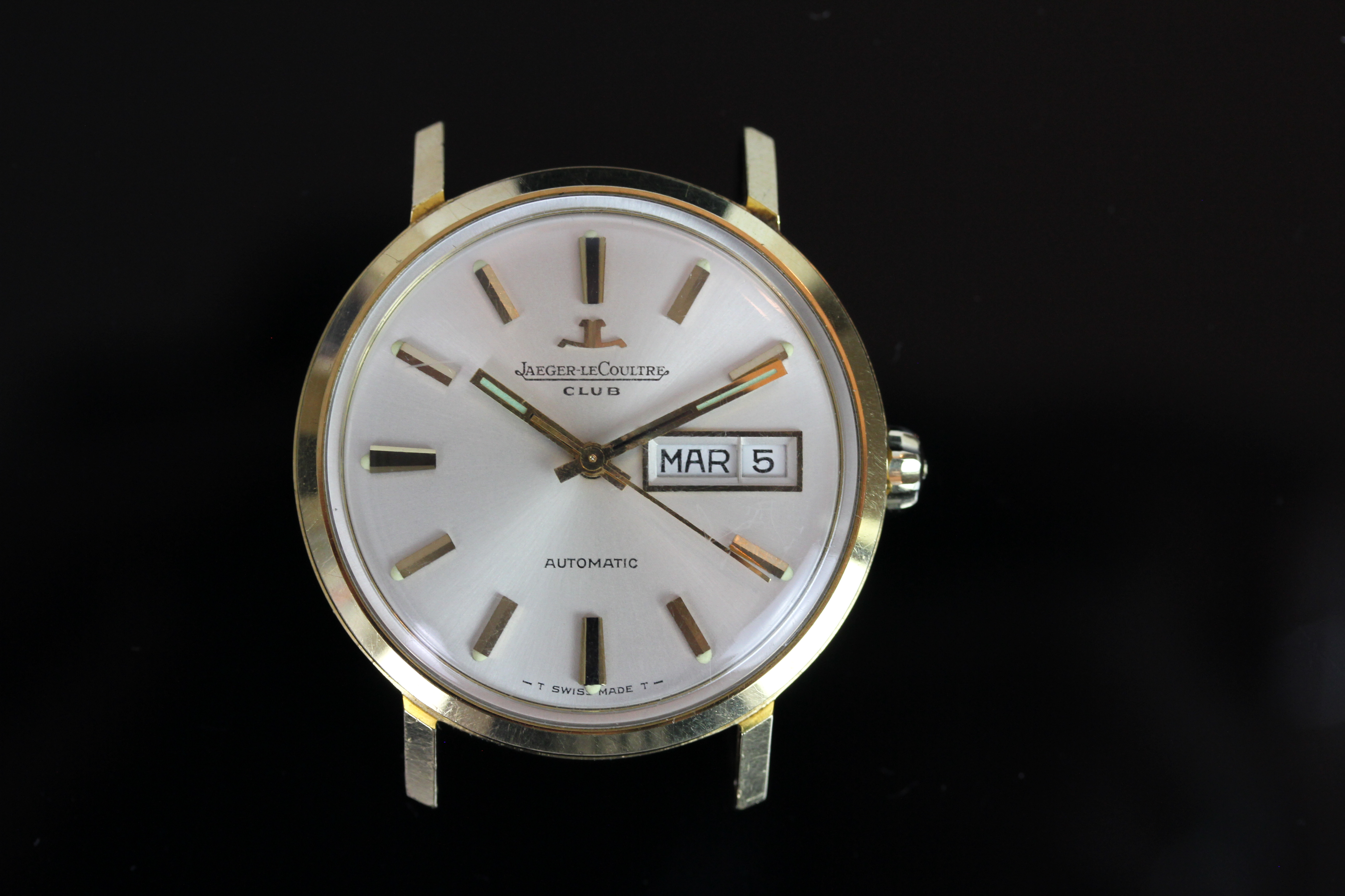 GENTLEMANS 18K JAEGER LE COULTRE CLUB HEAD ONLY,1154300, SN E300....,round,silver dial with gold