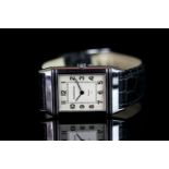 GENTLEMEN'S JAEGER LE COULTRE REVERSO QUARTZ WRISTWATCH W/ BOX & BOOKLET, rectangular two tone