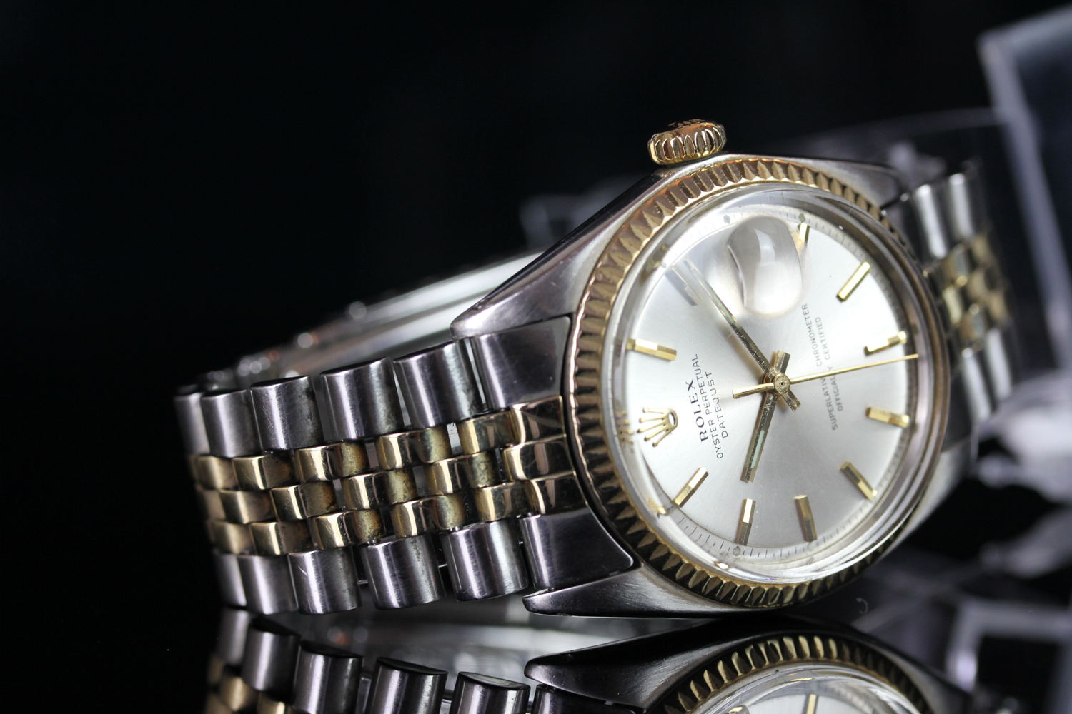 GENTLEMEN'S ROLEX OYSTER PERPETUAL DATEJUST WRISTWATCH REF. 1601, circular silver pie pan dial - Image 2 of 4