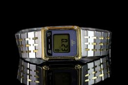 GENTLEMEN'S OMEGA REVERSO DIGITAL/ANALOG WRISTWATCH, square digital dial in a 27mm stainless steel