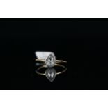 18CT PEAR SHAPED DIAMOND RING,old cut , estimated 6x4mm stone, total weight 4.5gms, ring size M.