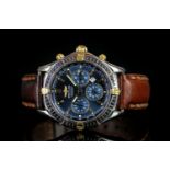 GENTLEMEN'S BREITLING CHRONOGRAPH AUTOMATIC WRISTWATCH REF. B35312, circular blue triple register