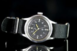 GENTLEMENS IWC MK Xl BRITISH MILITARY WRISTWATCH CIRCA 1948, circular black tritium crows foot