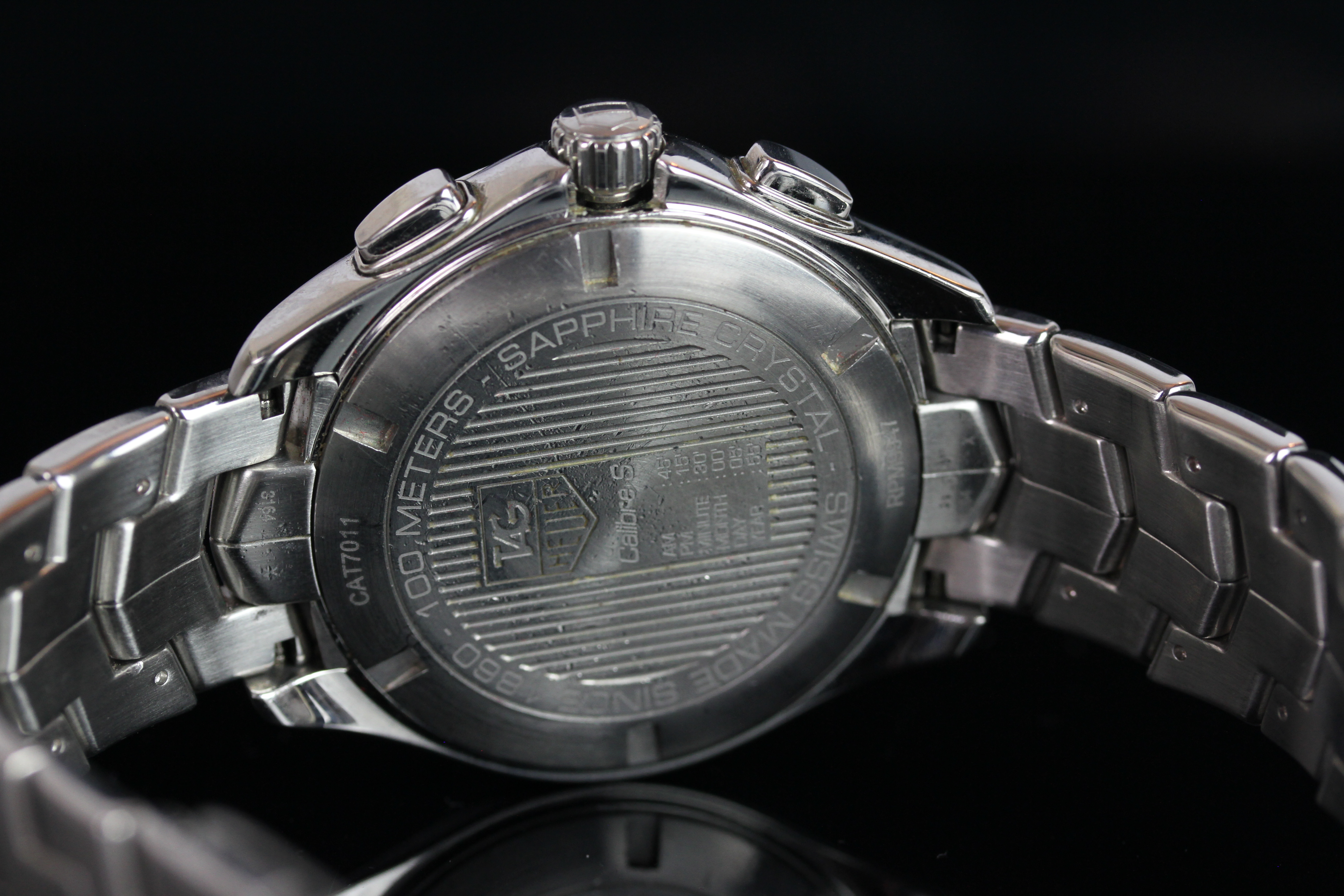 GENTLEMANS TAG HEUER LINK CHRONGRAPH ,CALIBRE S , MODEL 7011,round, silver dial and hands, silver - Image 3 of 4