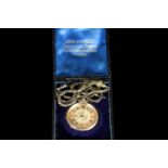 18CT JOHN MYERS AND CO OPEN FACED POCKET WATCH ON 9CT WATCH CHAIN, round, champagne dial, black