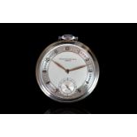 PATEK PHILIPPE KEYLESS POCKET WATCH, BRUSHED STEEL WITH SUBSIDIARY SECONDS, MANUALLY WOUND POCKET