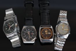 GROUP OF SEIKO 5 WRISWATCHES, two with Seiko s/s bracelet, all four watches are currently running.