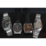 GROUP OF SEIKO 5 WRISWATCHES, two with Seiko s/s bracelet, all four watches are currently running.