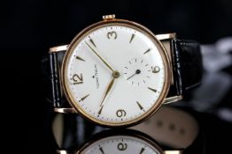 GENTLEMEN'S 18CT PIERRE FAQUIN, round, silver dial with gold hands, arabic and dart markers, 35mm