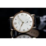 GENTLEMEN'S 18CT PIERRE FAQUIN, round, silver dial with gold hands, arabic and dart markers, 35mm