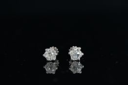 18CT SINGLE STONE OLD CUT DIAMOND STUD EARRINGS TOTAL WEIGHT ESTIMATED AS 2.49 TOTAL CARAT WEIGHT,