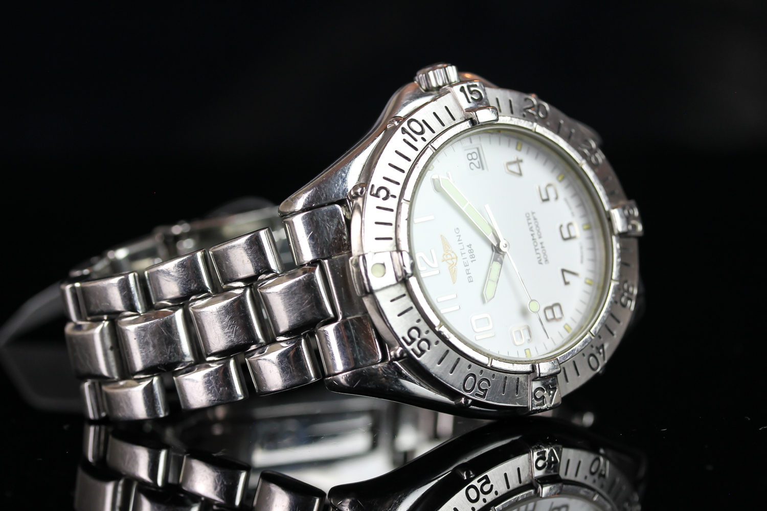 GENTLEMEN'S BREITLING AUTOMATIC DATE WRISTWATCH REF. A17035, circular white dial with a date window, - Image 2 of 3