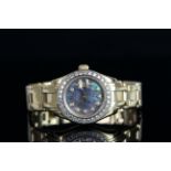 LADIES 18K ROLEX PEARLMASTER, MODEL 80318,SN PO90.... ,round , black mother of pearl dial with