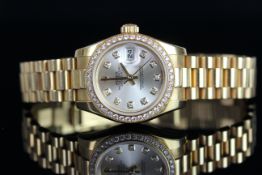 LADIES 18CT ROLEX DATEJUST 179138 , SN 8Q6..... CIRCA 2017, round, silver dial with 10 diamond dot