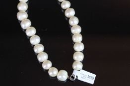 CULTURED FRESH WATER PEARL NECKLET , 43 pearls approximately 11-12mm baroque white pearls, 18 inch