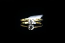 9CT SINGLE BRILLIANT CUT DIAMOND, estimated 0.34ct, total weight 2gms, ring size M.