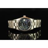 GENTLEMENS ROLEX OYSTER PERPETUAL DATE WRISTWATCH CIRCA 1981 REF. 15000, circular blue and patina