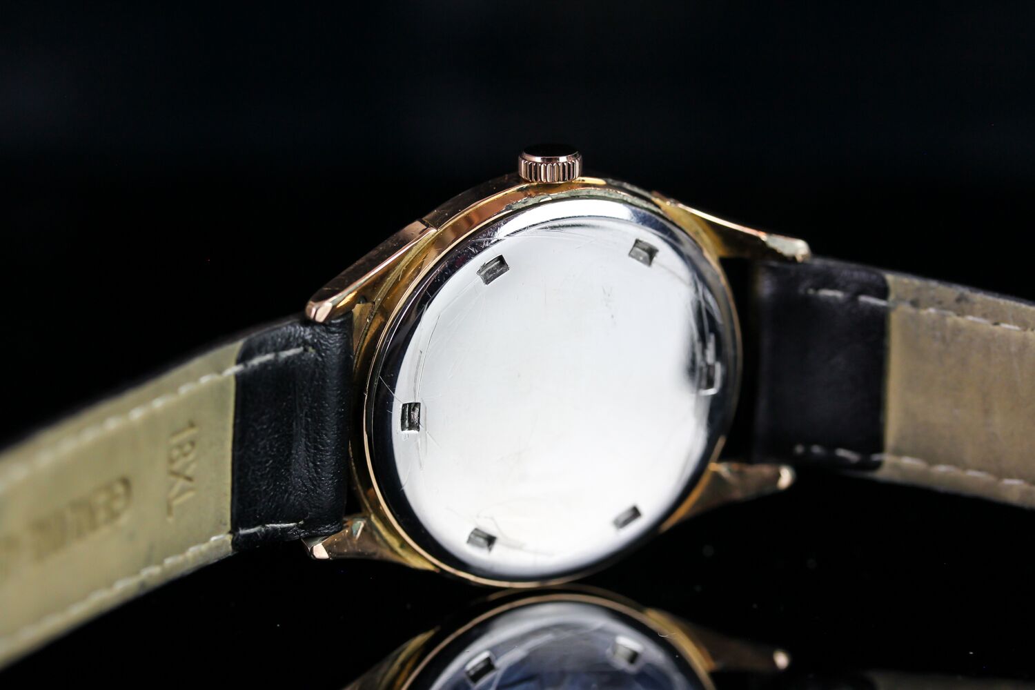 GENTLEMEN'S LONGINES VINTAGE WRISTWATCH REF. 7227, circular silver dial with etched in gold leaf - Image 4 of 4