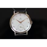 GENTLEMENS OMEGA OVERSIZE WRISTWATCH REF. 2808, circular off white dial with gold arabic numerals