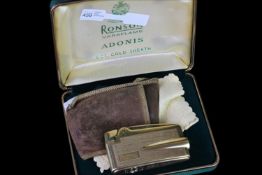 GENTLEMEN'S CLASSIC 9CT RONSON VARAFLAME ADONIS LIGHTER, total weight 70.6gms, comes with original