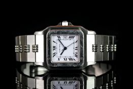 GENTLEMEN'S CARTIER SANTOS AUTOMATIC WRISTWATCH, square white dial with black roman numerals with