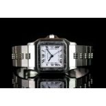 GENTLEMEN'S CARTIER SANTOS AUTOMATIC WRISTWATCH, square white dial with black roman numerals with