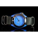 GENTLEMANS CUSTOMISED BLUE STERILE SKX007 FROM ARTIFICE HOROWORKS,round, blue dial with