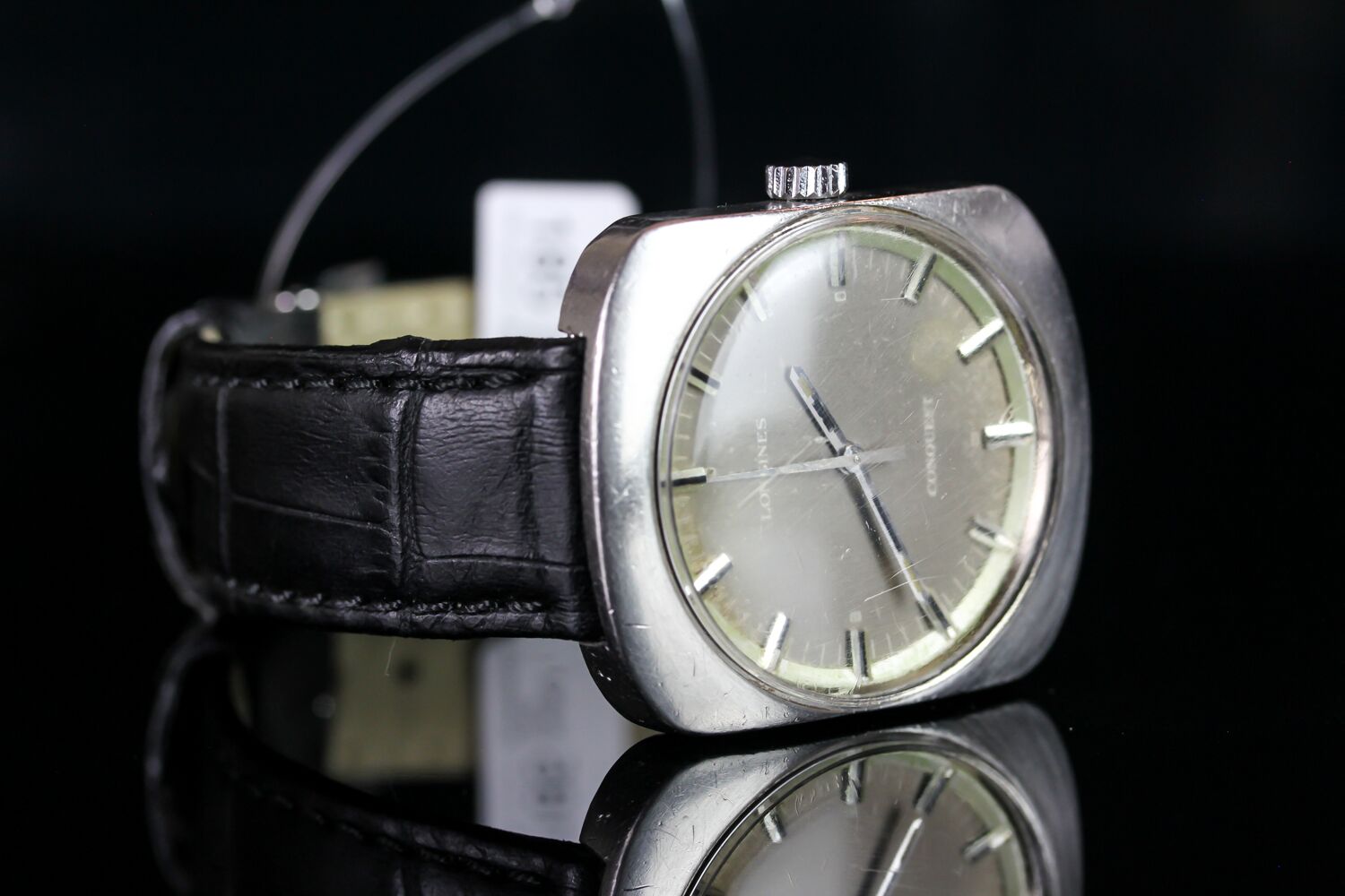 GENTLEMEN'S LONGINES CONQUEST WRISTWATCH REF. 1535, circular silver dial with faceted hour markers - Image 2 of 3