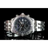 GENTLEMEN'S BREITLING CROSSWIND CHRONOGRAPH WRISTWATCH REF. A13055, circular navy triple register