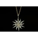 9CT SUN DESIGN PENDANT/BROOCH,with 48cm belcher chain with tube clasp,total weight 6.73 gms.