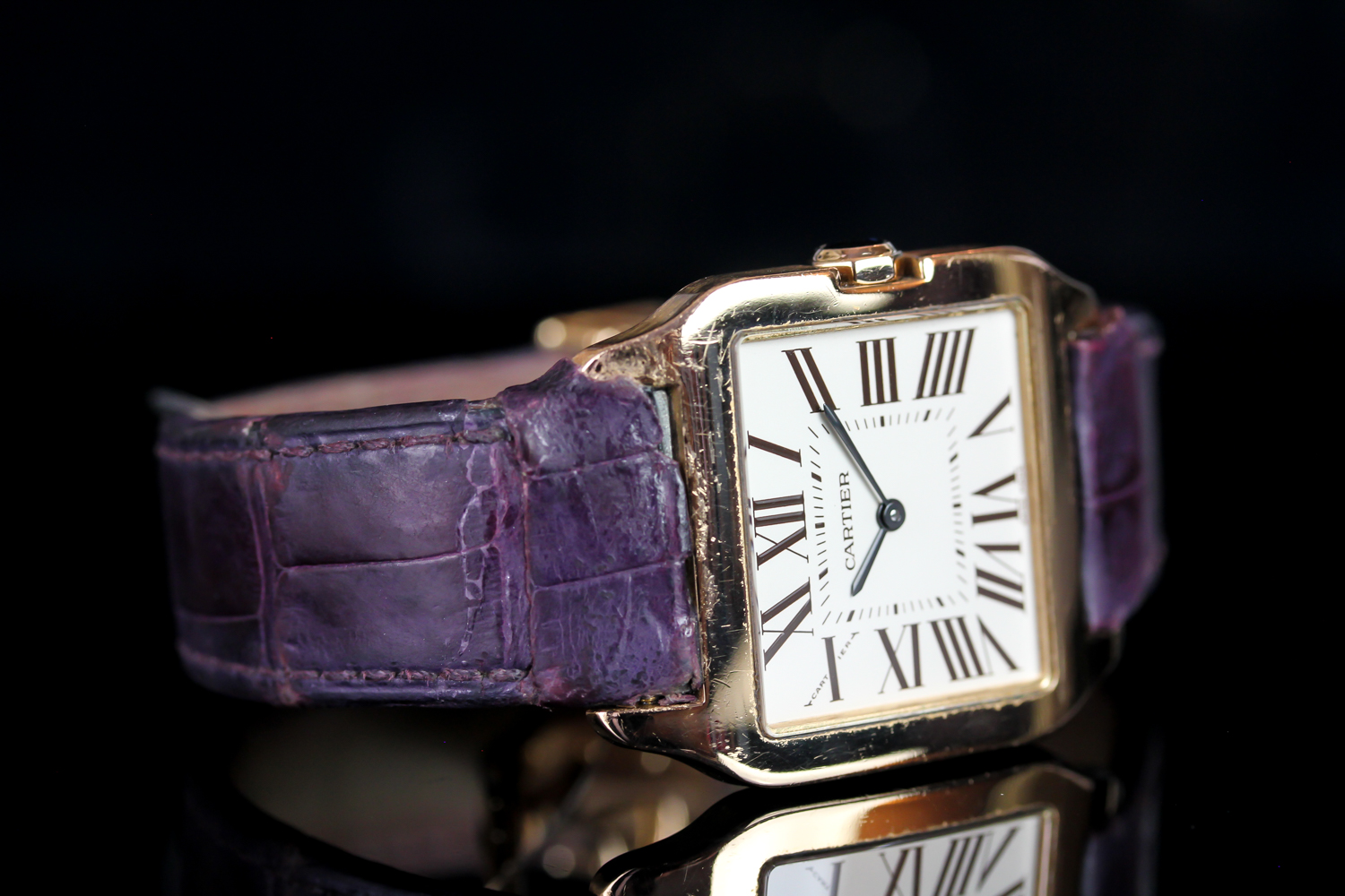 GENTLEMEN'S 18K ROSE GOLD CARTIER SANTOS 2788, square, white dial with black hands , black roman - Image 2 of 4