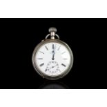 A.LANGE & SOHNE SILVER OPEN FACED POCKET WATCH,CASE SIGNED GLASHUTTE,round, white dial and black