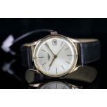 GENTLEMEN'S LONGINES VINTAGE WRISTWATCH REF. 7227, circular silver dial with etched in gold leaf