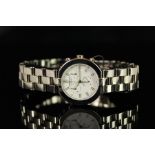 GENTLEMENS RAYMOND WEIL ALLEGRO CHRONOGRAPH DATE WRISWATCH, circular white triple register dial with