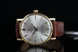 GENTLEMENS TISSOT SEASTAR SEVEN 9CT GOLD WRISTWATCH, circular silver dial with gold and black hour