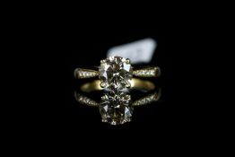 18CT SOLITAIRE BRILLIANT CUT DIAMOND RING, ESTIMATED 1.65CT, stamped 750, total weight 3.44 gms,