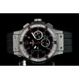 GENTLEMEN'S HUBLOT CHRONOGRAPGH BIG BANG NO11 SN 635800, round, diamond fully loaded, black dial