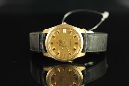 GENTLEMENS OMEGA ELECTRONIC F300HZ CHRONOMETER 9CT GOLD WRISTWATCH, circular gold dial with gold and