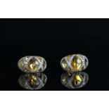 18CT CITRINE AND PAVE DIAMOND HUGGIE HALF HOOP EARRINGS,total weight 15.76 gms.