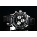 GENTLMANS DREYFUSS AND CO CHRONOGRAPH NO 1069, round, black dial with silver hands, silver baton