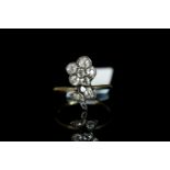 Victorian Old cut diamond flower ring, seven old cut diamond cluster as a flower with diamond