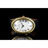 MID SIZE CARTIER BAIGNOIRE MANUAL WOUND IN 18K YELLOW GOLD MANUALLY WOUND WRISTWATCH, oval white