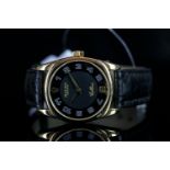 LADIES ROLEX CELLINI 18CT GOLD WRISTWATCH REF. 6229, circular black two tone dial with arabic