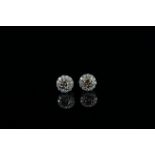 14ct White Gold Diamond stud earrings featuring centre, 2 round brilliant cut, cognac Diamonds (0.