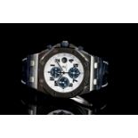 GENTLEMEN'S AUDEMARS PIGUET ROYAL OAK OFFSHORE CHRONOGRAPH WRISTWATCH W/ BOX REF, circular white