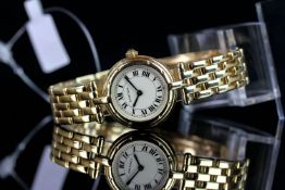 LADIES CARTIER COUGAR 18CT GOLD QUARTZ WRISTWATCH REF.1737, circular off white dial with black roman