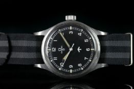 GENTLEMEN'S OMEGA MILITARY R.A.F. WRISTWATCH REF. 27771, circular black tritium crows foot dial with