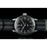 GENTLEMEN'S OMEGA MILITARY R.A.F. WRISTWATCH REF. 27771, circular black tritium crows foot dial with