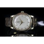 GENTLEMEN'S OMEGA AUTOMATIC BUMPER WRISTWATCH REF. 2577-19, circular silver dial with gold arrow